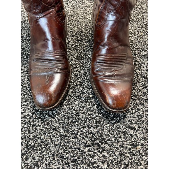 Vintage Dan Post Mens Size 10B Brown Spanish Leather Western Cowboy Rodeo Boots - Picture 7 of 16